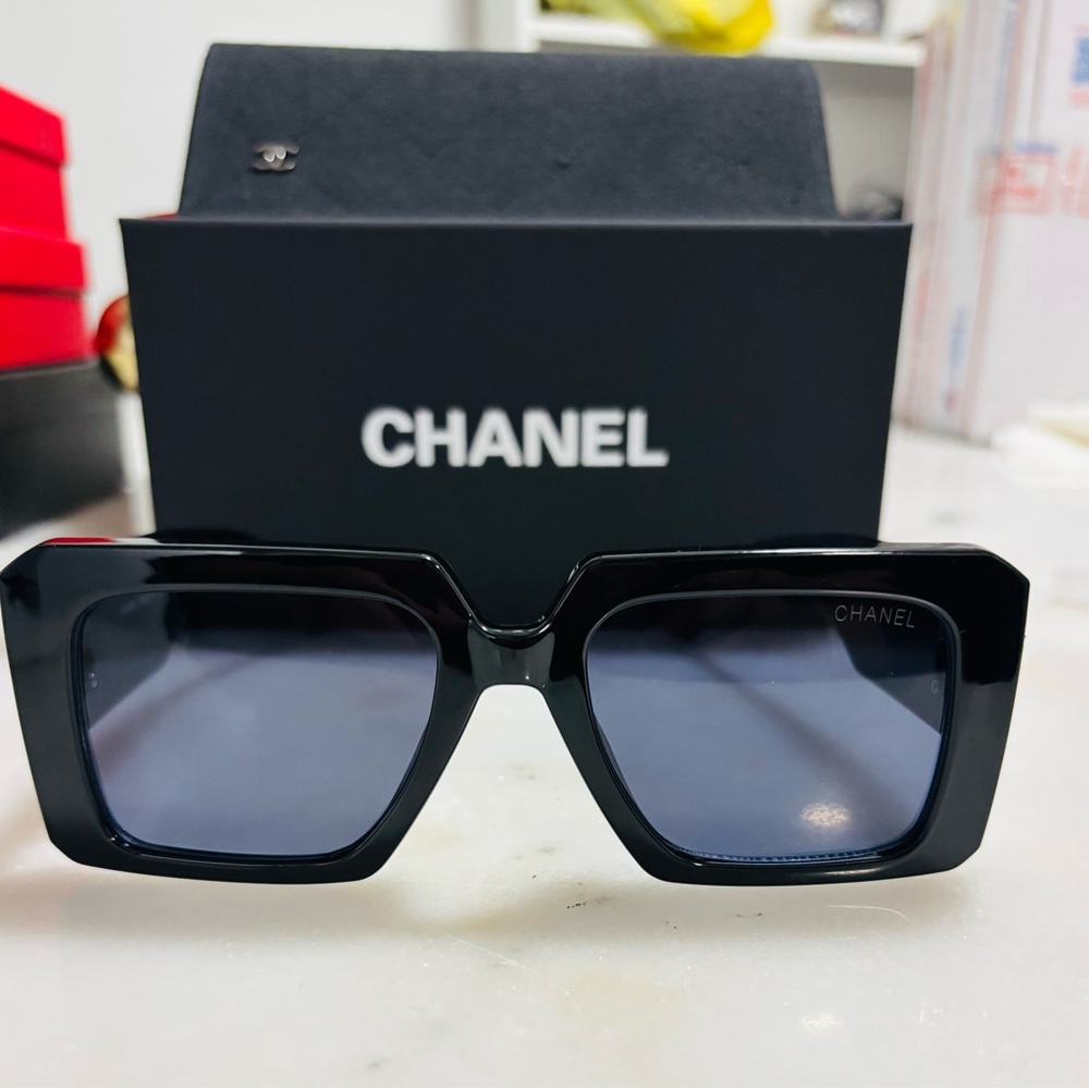 CHANEL Black Rectangular Sunglasses NWT - image 1